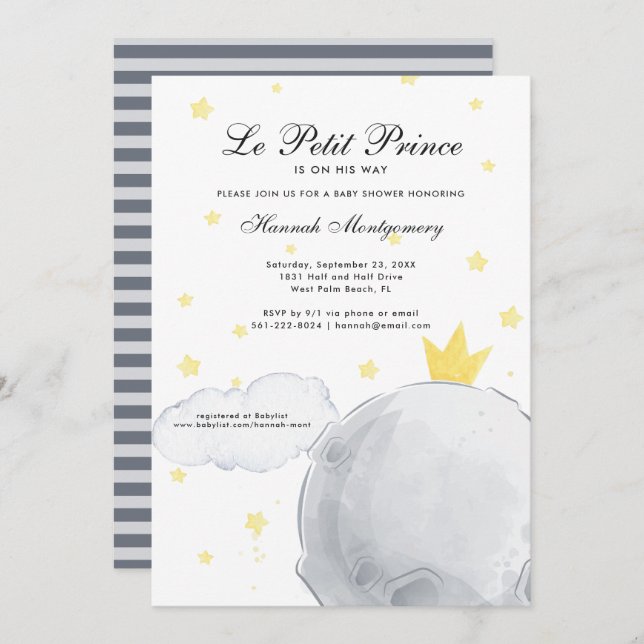 Le Petit Prince | Convite ao Chá de fraldas (Frente/Verso)