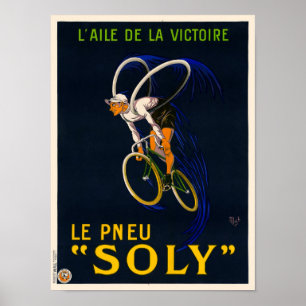 Le Pneu Soly França Poster vintage 1922