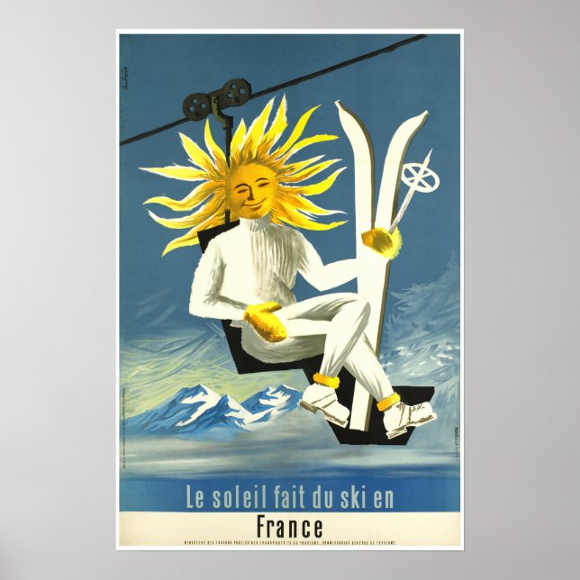 Le soleil fait du ski en France, Ski Poster (Frente)