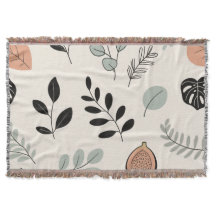 Leaf Whisper – Cobertor com Arte de Linha Minimali