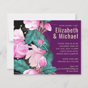 Leah G Budget Pink Roses Plum Modern Wedding Chic