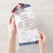 Leah G Burgundy Blue Rosa Lace Casamento outono Co