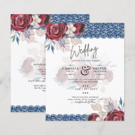 Leah G Burgundy Blue Rosa Lace Casamento outono Co