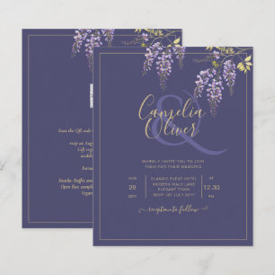 Leah G Dourado Roxo WISTERIA Convite de casamento 