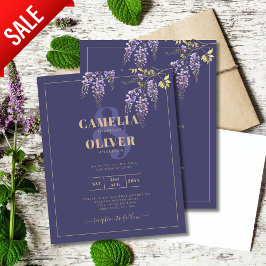 Leah G Dourado Roxo WISTERIA Convite de casamento 