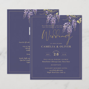 Leah G Dourado Roxo WISTERIA Convite de casamento 
