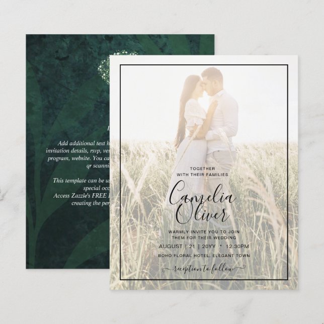 Leah G Emerald Green Gypsophila Mason Jar Wedding (Frente/Verso)