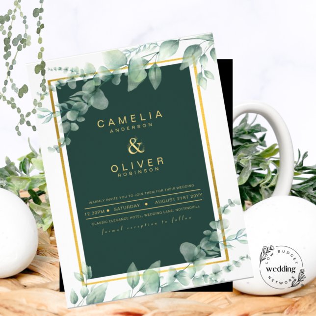 Leah G Eucalyptus Greenery Dourado WEDDING CÓDIGO  (Criador carregado)