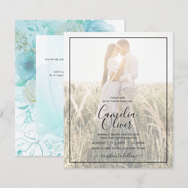 Leah G INK Vidro do mar Turquesa Aqua Abstrato INV (Frente/Verso)