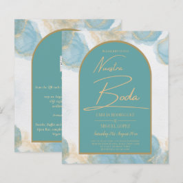 Leah G INK Vidro do mar Turquesa Teal Dourado CONV