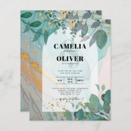 Leah G Seaglass Inv. Casamento Dourado Verde com T