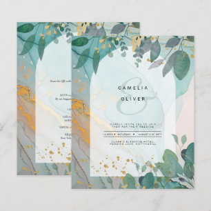 Leah G Seaglass Inv. Casamento Dourado Verde com T