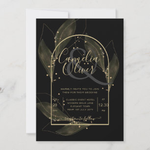LeahG Black Dourado deixa Convite de casamento mod