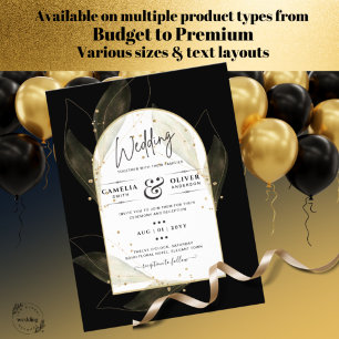 LeahG Black Dourado deixa Convite de casamento mod