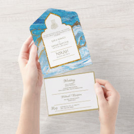 LeahG Blue Muslim Convites de casamento Nikah