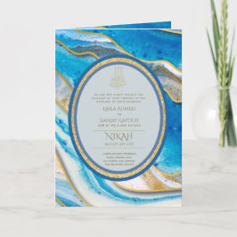 LeahG Blue Muslim Convites de casamento Nikah