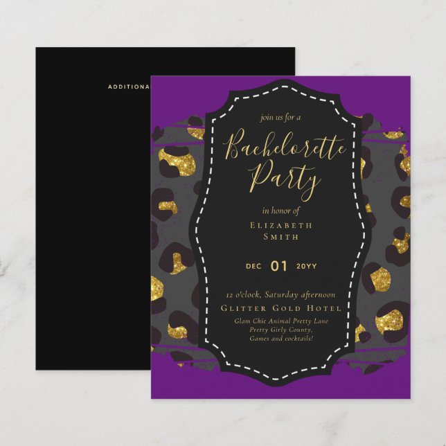 LeahG Bonito Girly Bachelorette Glam Animal Prints (Frente/Verso)