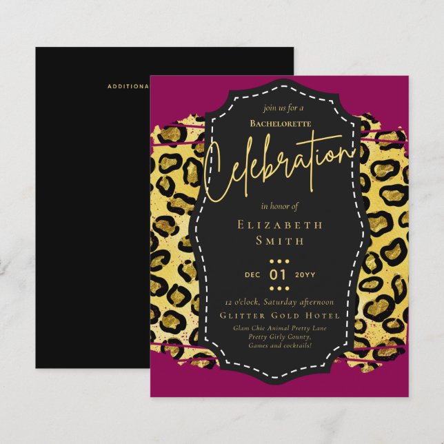 LeahG Bonito Girly Bachelorette Glam Animal Prints (Frente/Verso)