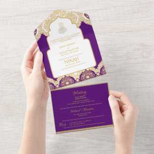 LeahG Casamento Islâmico Dourado Roxo Nikah