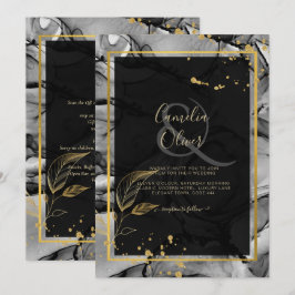 LeahG® Convite de Casamento com Tinta Alcoólica Bl