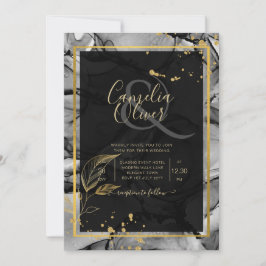 LeahG® Convite de Casamento com Tinta Alcoólica Bl