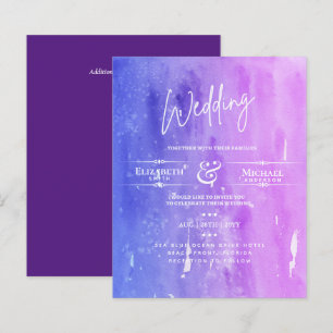 LeahG Convite de casamento ORÇAMENTAL Purple Wate