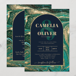 LeahG Emerald Green Dourado Agate Convite de casam