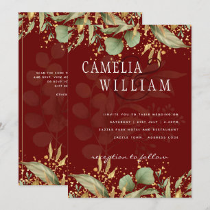 LeahG Greenery Dourado Convite de casamento MUITAS