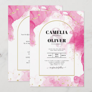 LeahG INK ROSA OURO Convite de Casamento Abstrato
