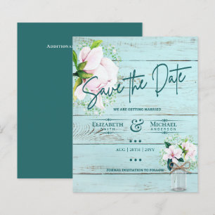 LeahG ORÇAMENTO Salve A Data Pink Magnolias Teal