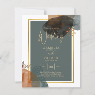 Leahg TEAL EARTH TONES CONVITE DE CASAMENTO Código