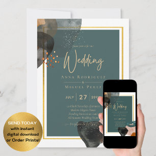 Leahg TEAL EARTH TONES CONVITE DE CASAMENTO Código