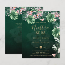 LeahG Tropical Verde Rosa Floral Folha Casamento
