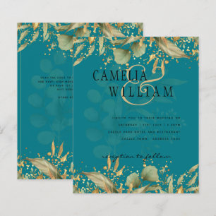 LeahG Vidro-Vidro Vidro Dourado Convite de casamen