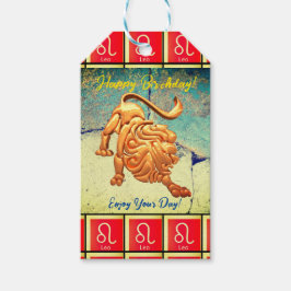 Leão - Boas Etiquetas de Presente Médio de Anivers