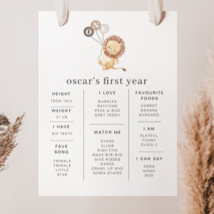 Leão com 3 Balões Marrons Poster