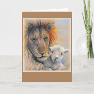 Leão & Cordeiro, 5" x 7" Cartão Padrão Dobrado