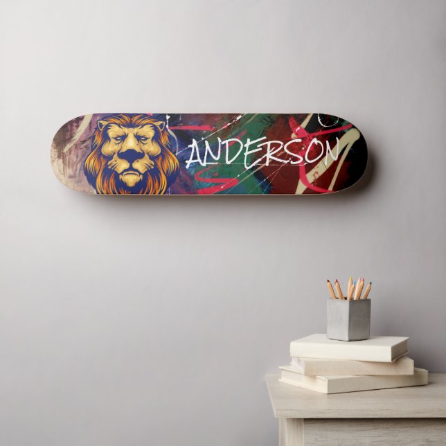 Leão de Grafite Personalizado do skate (Arte de parede (Horz))