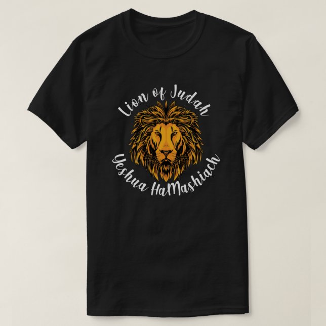 Leão de Judah Yeshua HaMashiach Savior T-Shirt (Frente do Design)
