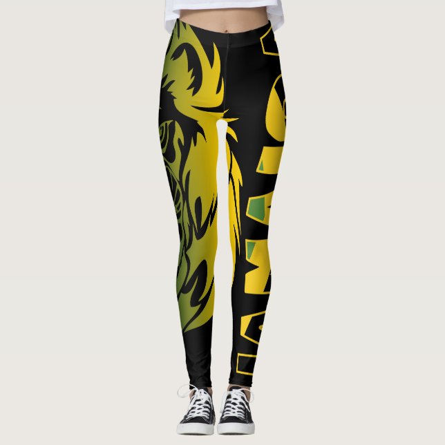 Leão de Leggings da Bandeira jamaicana de Judah (Frente)