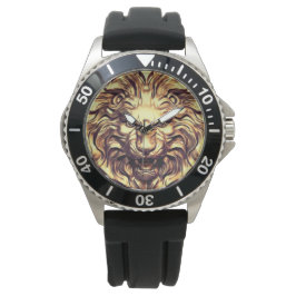 Leão de Ouro Rugindo Cabeça eWatch Relógio