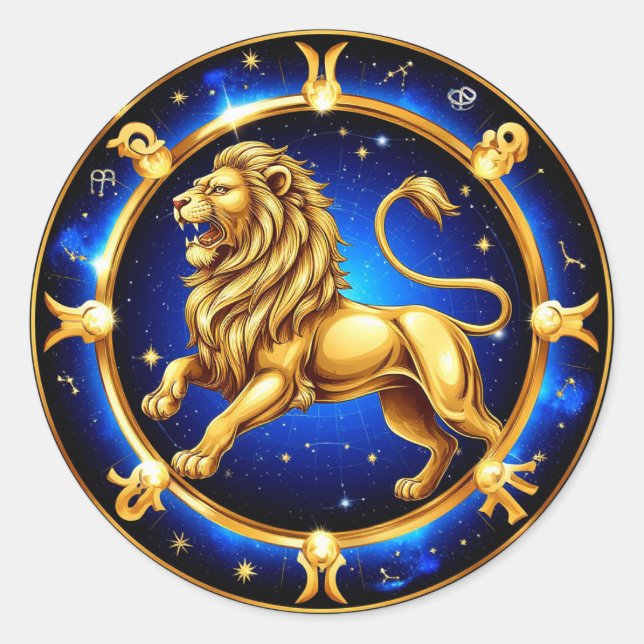 ♌ Leão Emblema Zodiac Adesivo Clássico Presente ♌ (Frente)