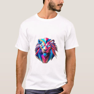 Leão Glitorâneo Geométrico: Camisa T Edgy & Modern