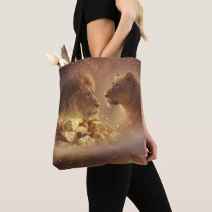 Leão & Leoa Dourado Brilho — Bolsa Tote