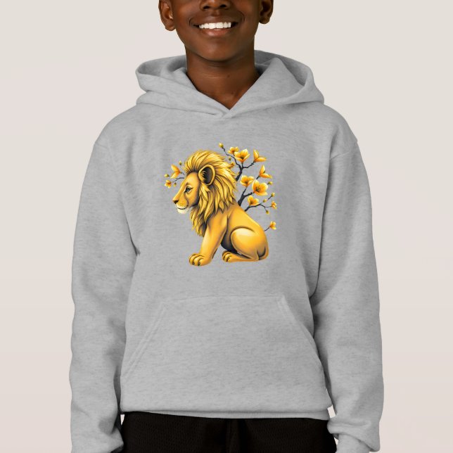 Leão Negrito com Blossomas Crianças Pullover (Frente)