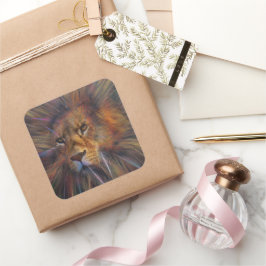 Leão no adesivo da galeria