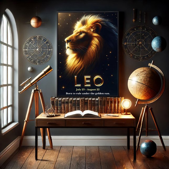 Leão, o Poster Celestial do Leão Zodíaco (Criador carregado)