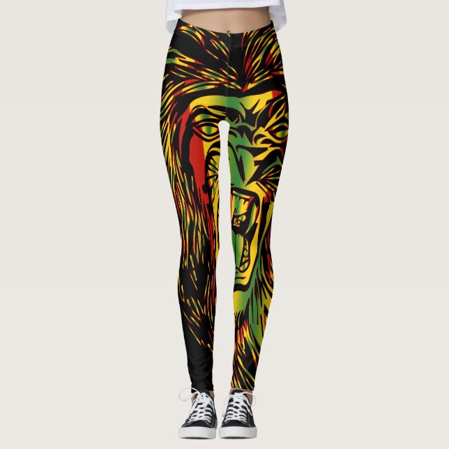Leão rasta de Leggings de Fogo Judah (Frente)