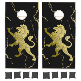 Leão Real Dourado Mármore Preto