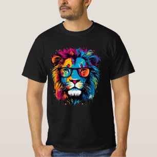 Leão Urbano: Arte Colorida de T-shirt Grafite